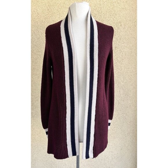 RDI Womens Shaker Collegiate Cardigan Size Small Maroon Academia Preppy - Picture 1 of 7